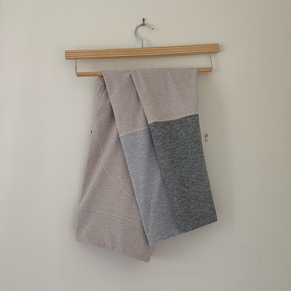 Outdoor Voices Cream and Grey Dipped Leggings